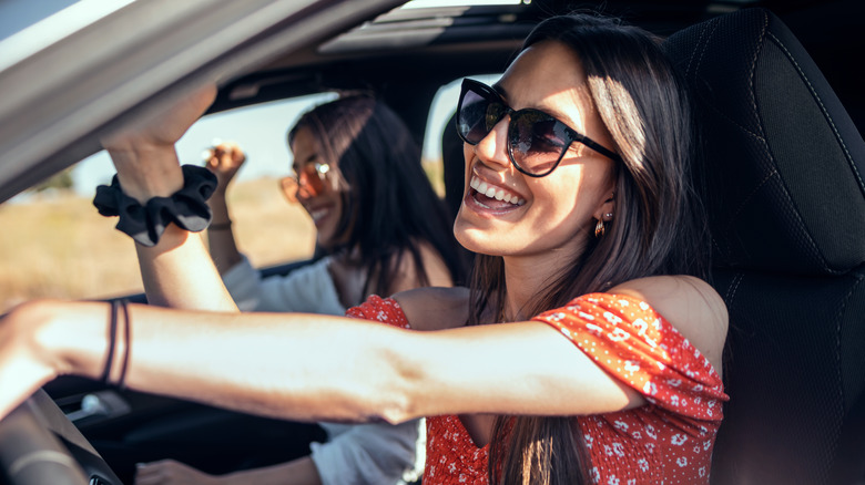 Women singing while driving