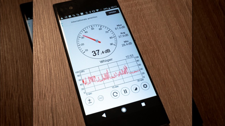 sound level meter app on smartphone