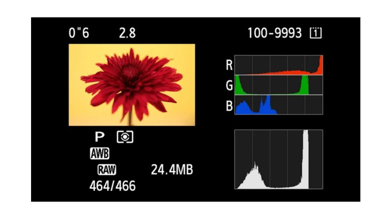 Canon on-screen histogram