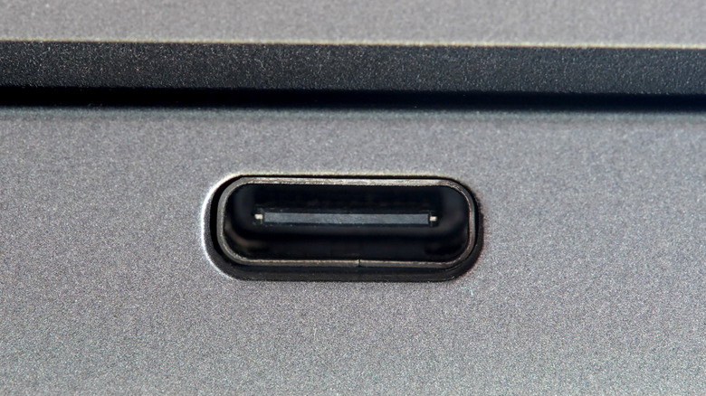 closeup of USB charging port