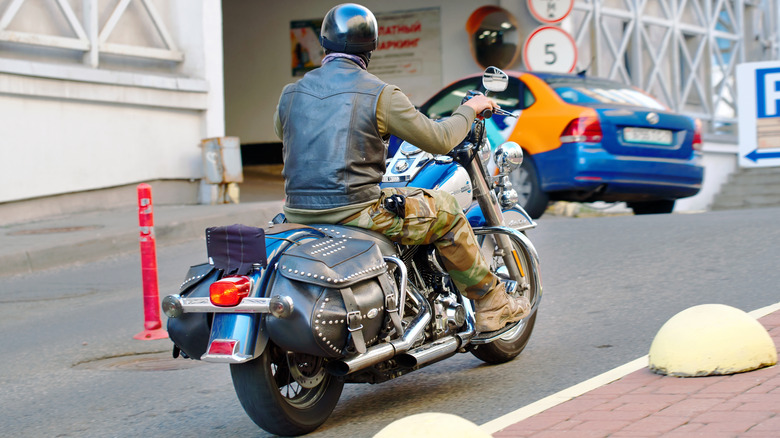 Harley Davidson motorcycle on incline