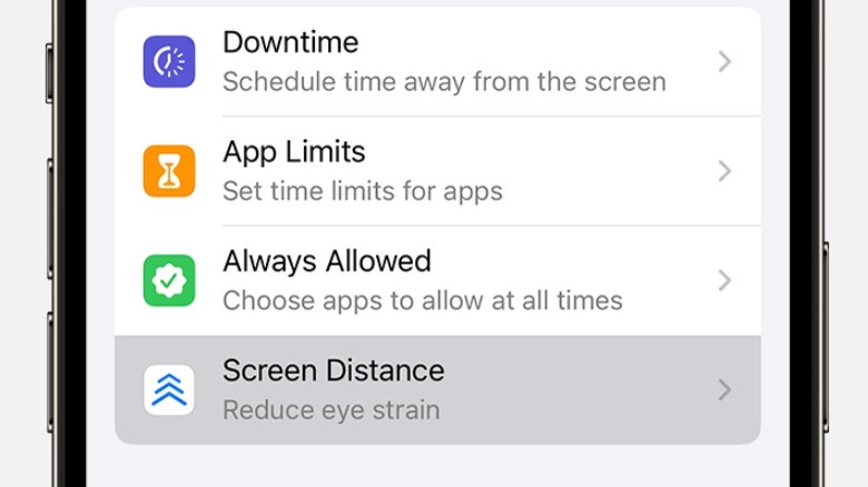 Screen Distance option in iPhone