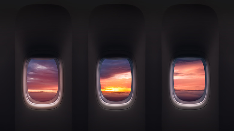 View through passenger jet windows