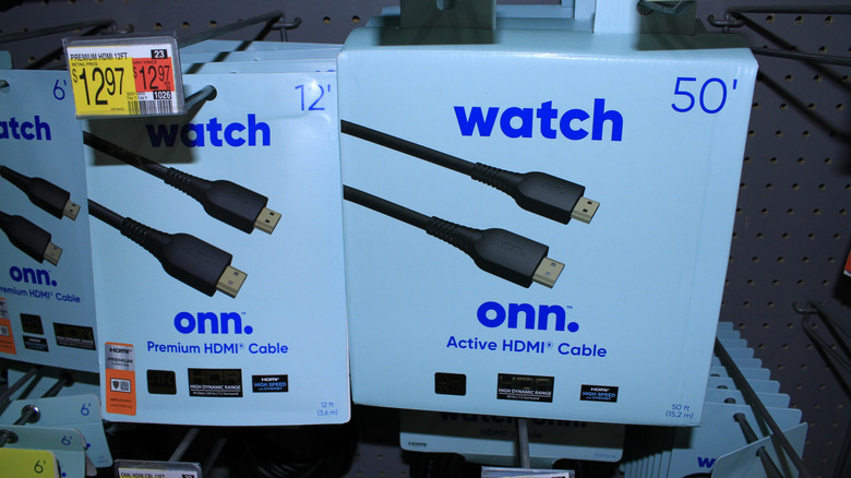 Onn HDMI cables in boxes