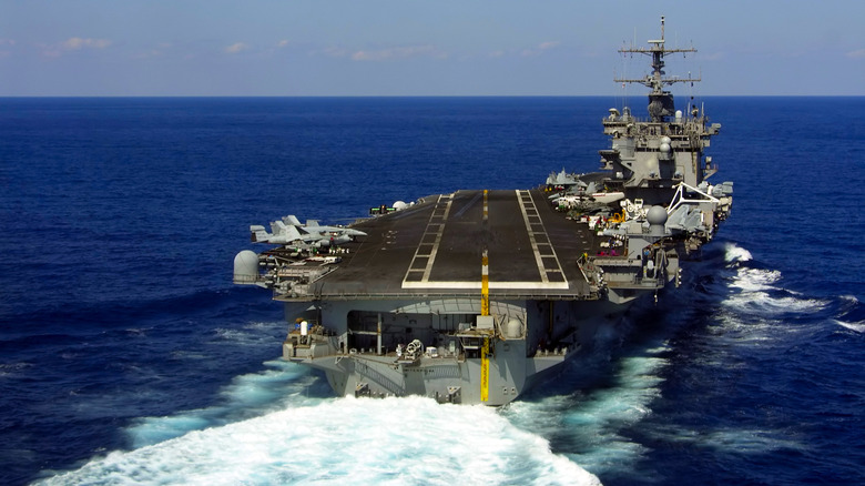 A nuclear powered aircraft carrier