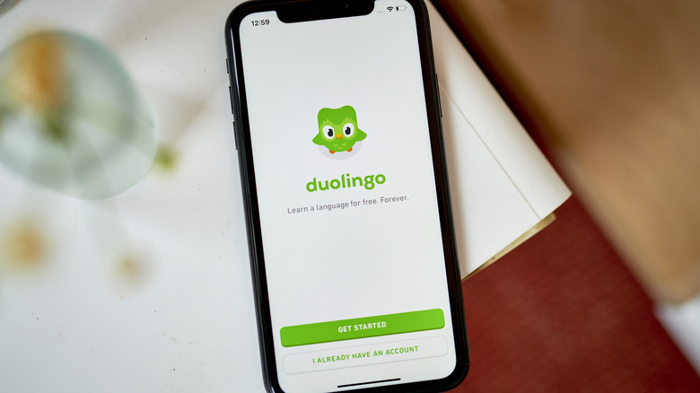 Duolingo open on an iPhone