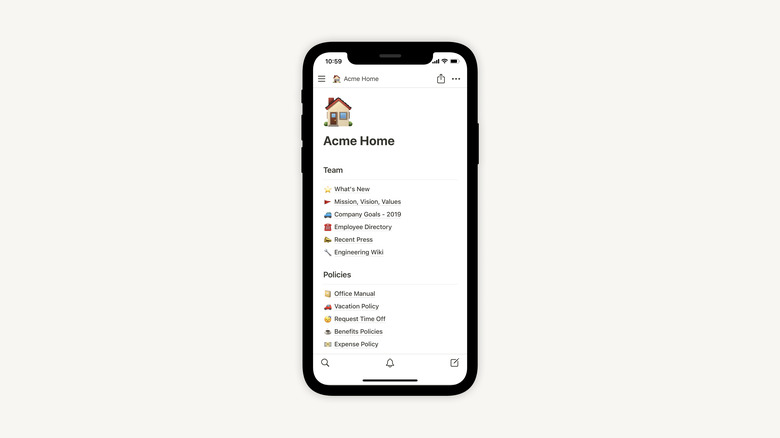 Notion on an iPhone