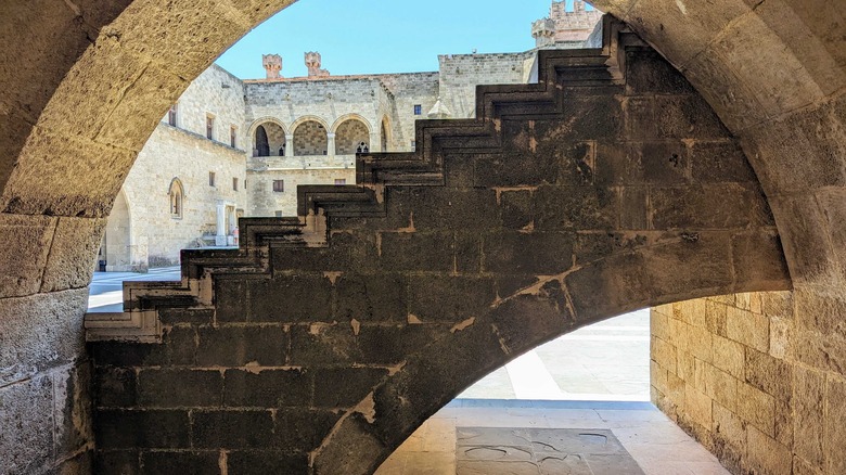 Old building staircase from side