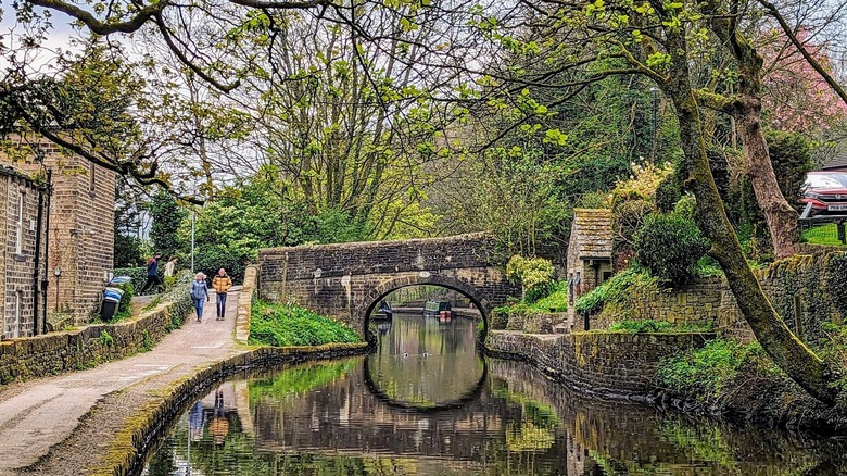 Countryside scene of canal bridge