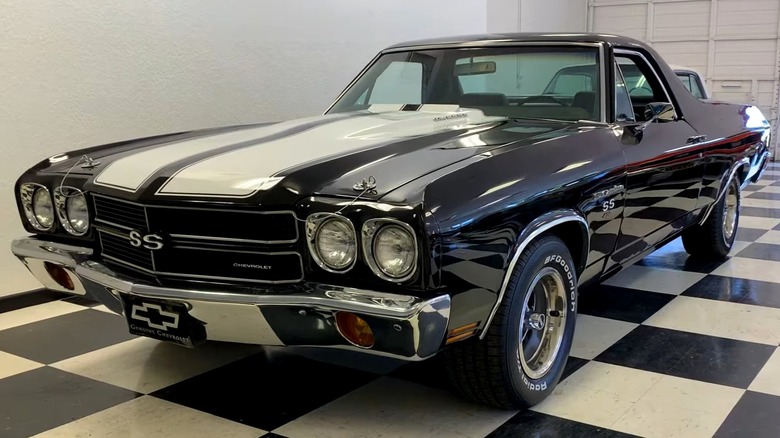 Black 1970 Chevrolet El Camino SS 454 parked indoors