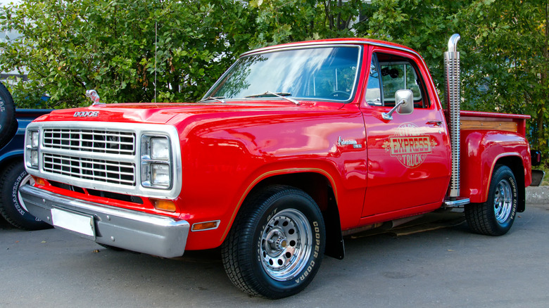 Red 1979 Dodge Li'l Red Express parked