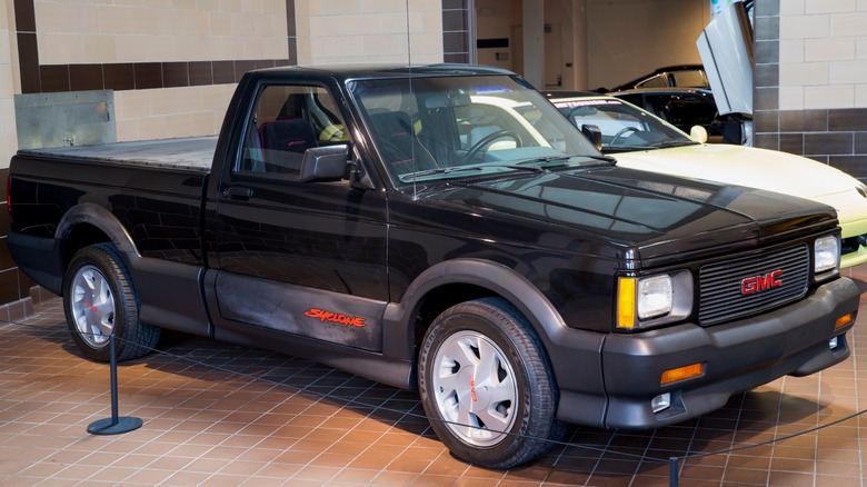 Black GMC Syclone on display