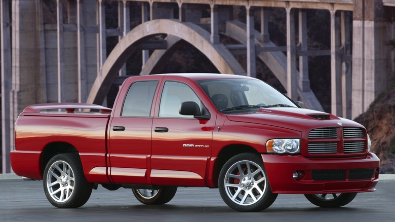 Red 2005 Dodge Ram SRT-10 Quad Cab press photo