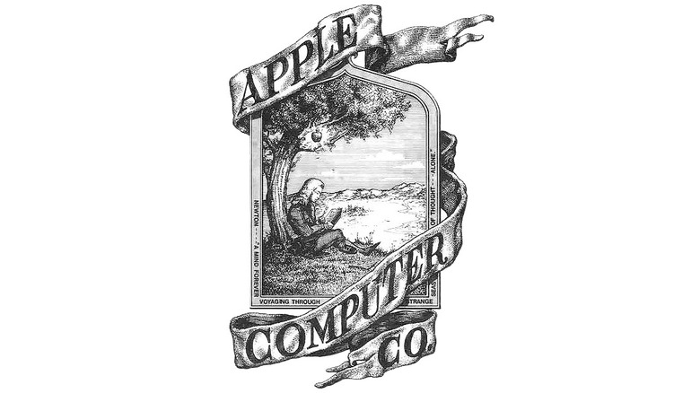 The first Apple logo featuring Sir Isaac Newton