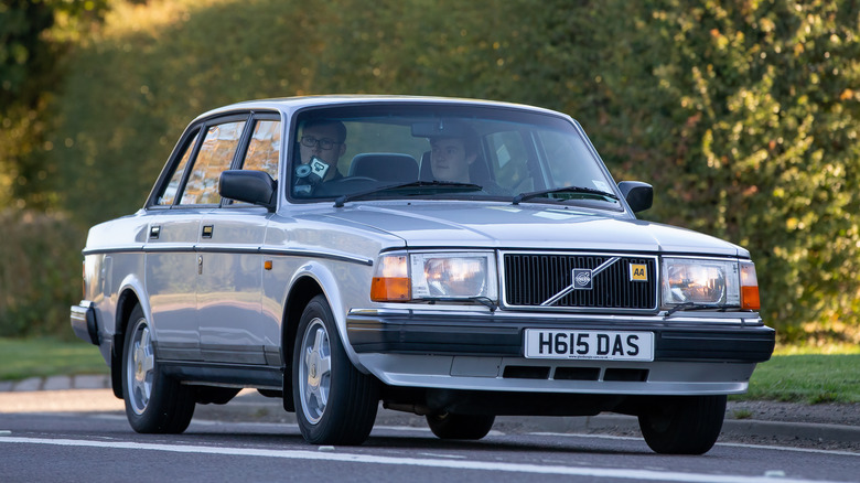 Volvo 240 on English country road