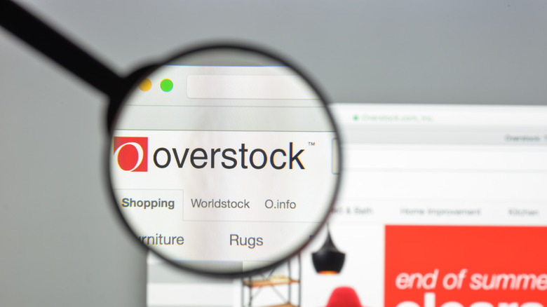 Overstock website through a magnifying glass