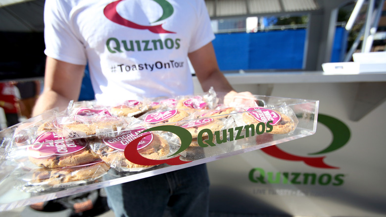 Quiznos cookies on offer at an event