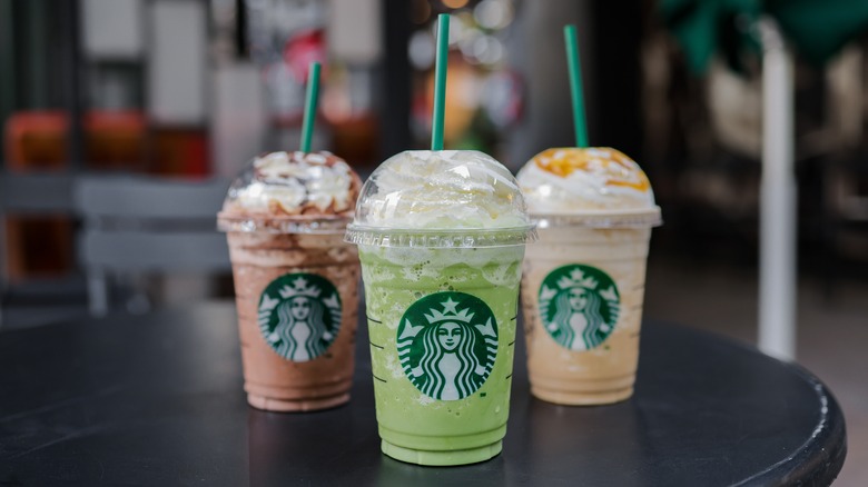 Three Starbucks drinks