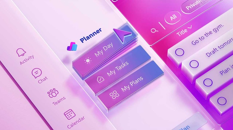 A screenshot of a Microsoft marketing video shows Microsoft Planner's three main buttons: My Day, My Tasks, and My Plans