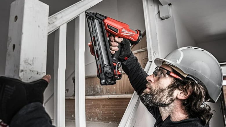 building stair railing with finish nailer