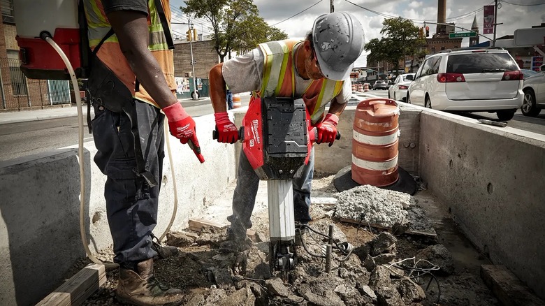 MX Fuel Demolition Hammer at work