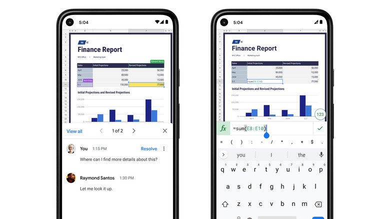 Two screenshots of Google Sheets