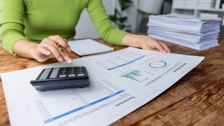 A woman working on her personal finances