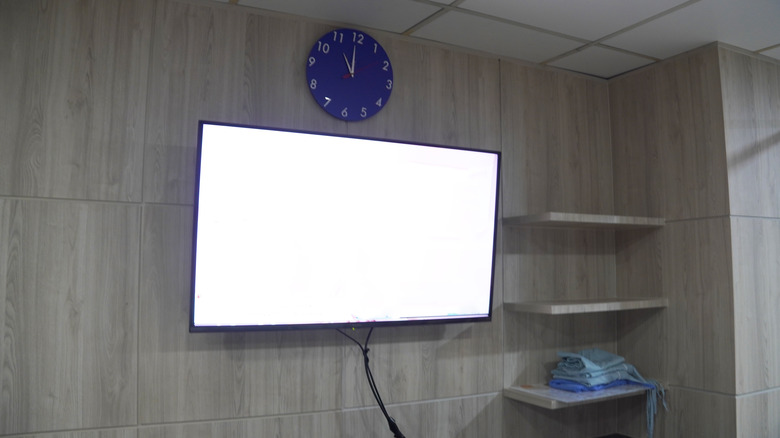 Blank TV mounted on wall