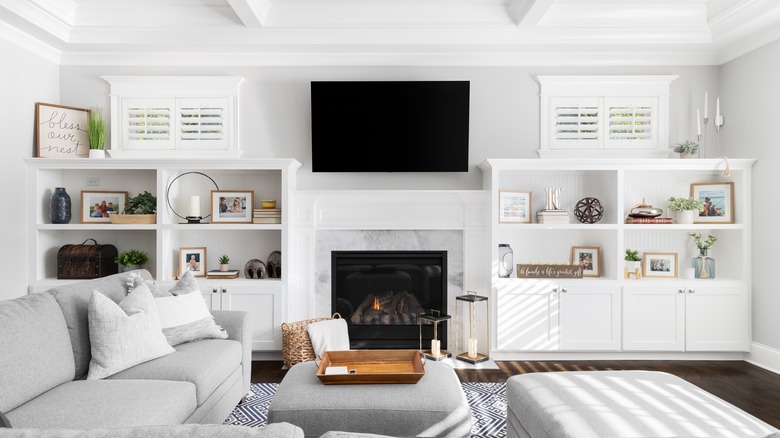 TV mounted over fireplace