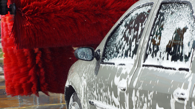 A car about to enter an automated car wash