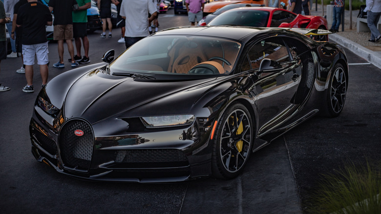 Carbon Black Bugatti Chiron at car show