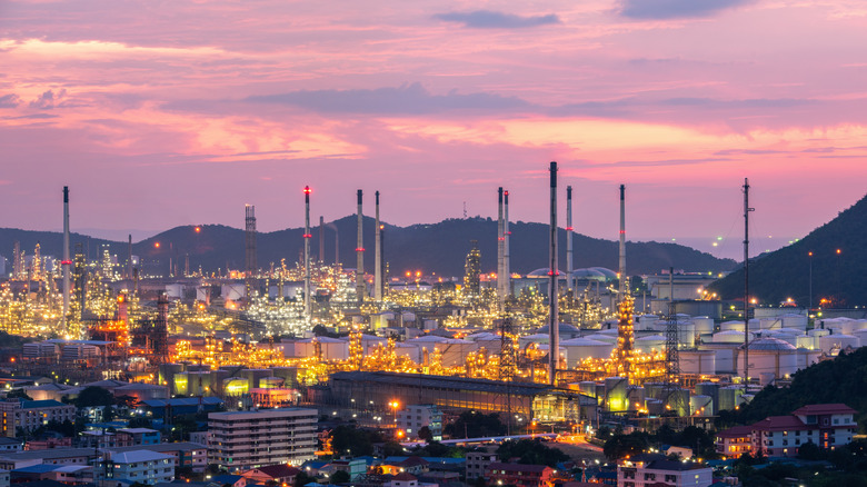 Power plant at sunset