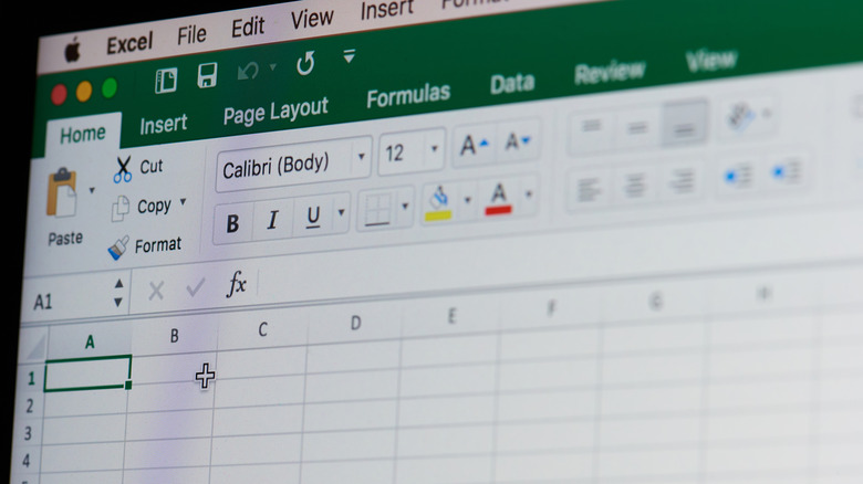 Excel software showing cells for inserting date