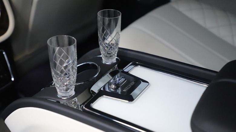 2021 Bentley Bentayga Mulliner champagne flutes and fridge