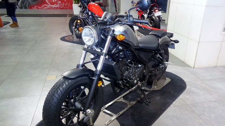 Honda Rebel 250 on stand