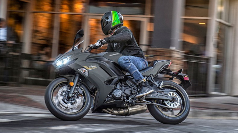 Kawasaki Ninja riding on street