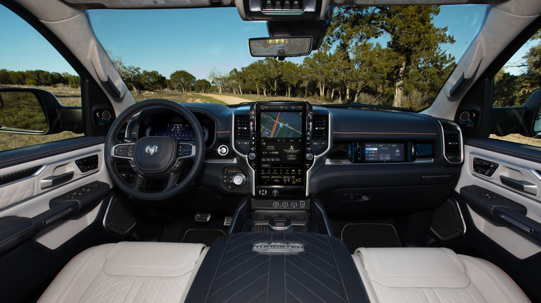 The interior of the 2025 RAM 1500 Tungsten, center front