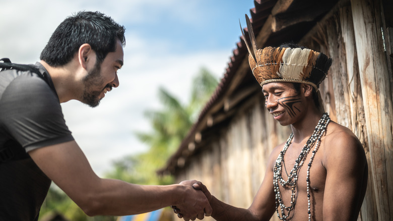 traveler meeting a local