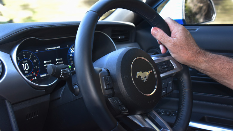 Right hand drive mustang steering wheel and dashboard