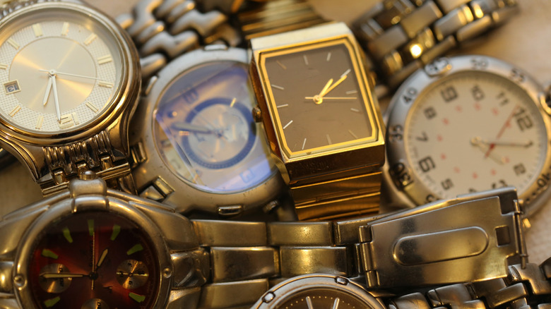 Collection of watches gathered together