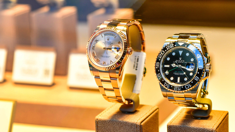 Rolex luxury watches on display