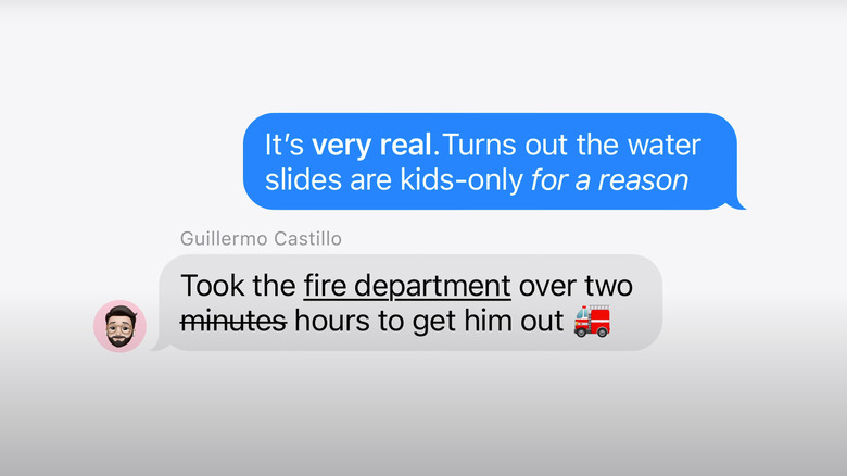 text formatting in imessage convo