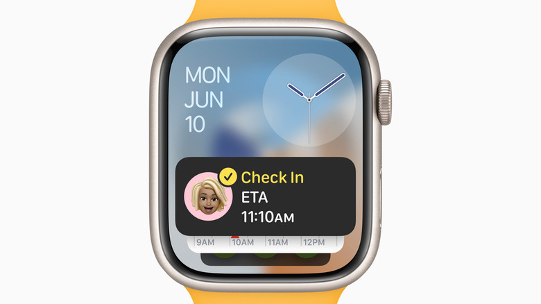 Apple Watch showing Check In ETA