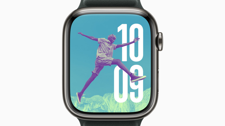 Apple Watch showing customized photo face