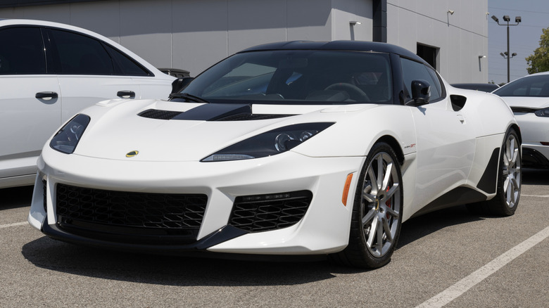 White Lotus Evora GT parked