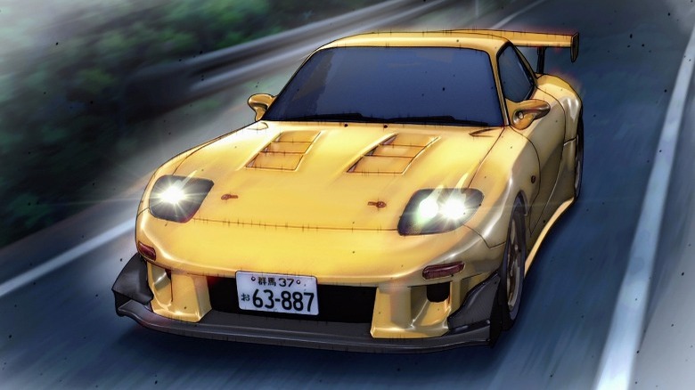 Yellow Mazda racing other car