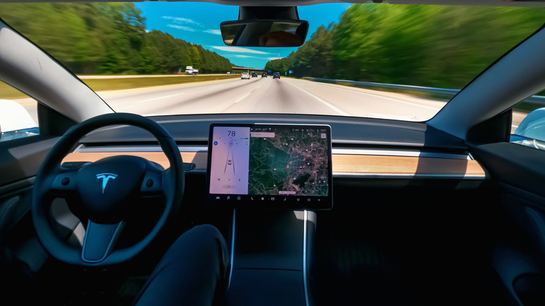 Tesla driving on Autopilot