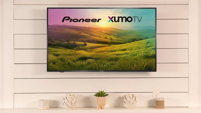 Pioneer Smart Xumo TV mounted on wall