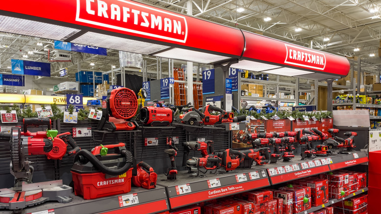 Store display of various Craftsman tools and signage