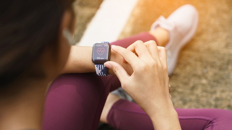 Woman wearing Apple Watch